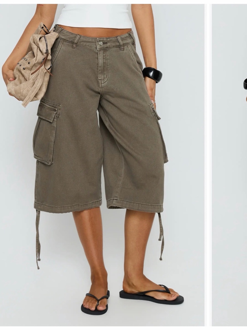 Princess Polly Hudsen Low Rise Longline Denim Cargo Shorts